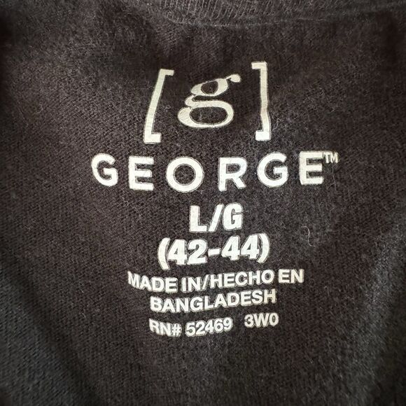 G George Men's Long Sleeve Crew Neck Tee Black Large - Picture 3 of 10